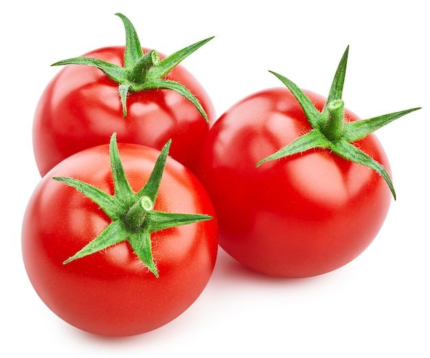 Tomate_isole_sur_fond_blanc_Deux_tomates_rouges_fraiches_avec_un_trace_de_detourage___Photo_Premium